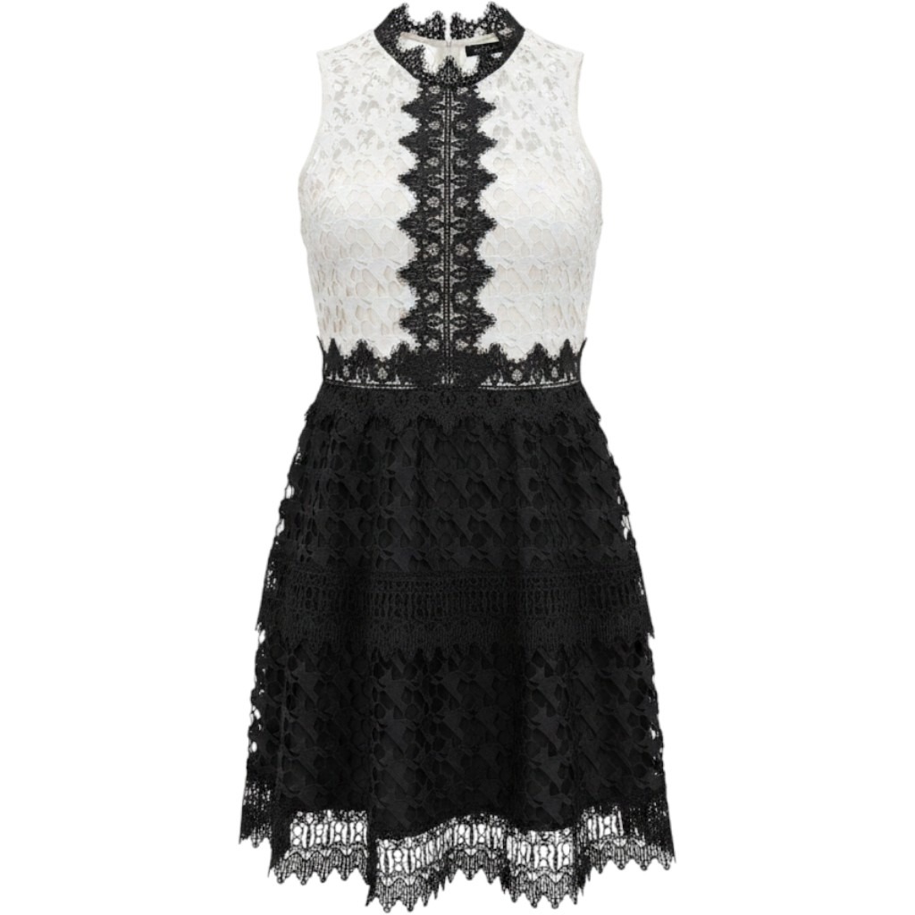 Adelyn Rae Sleeveless Lace Dress Women Medium Black White Nwot Crochet Mini